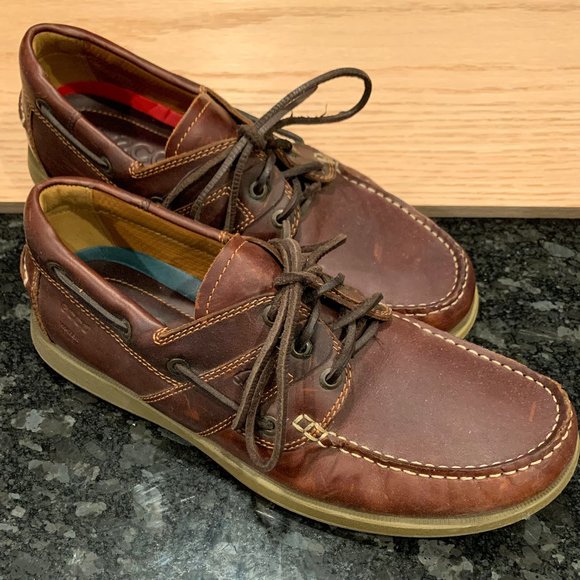 Ecco Water Repellent Leather Men's Boat Shoes - Picture 1 of 4